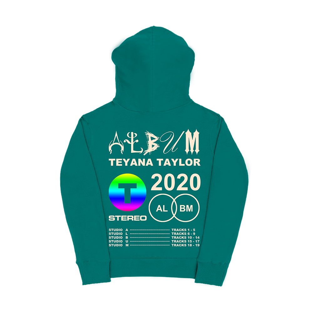 Vinyl Record Turquoise Hoodie Back